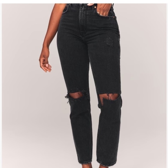 Abercrombie & Fitch Curve Love Ultra High Rise Ankle Straight Jeans - Picture 1 of 12